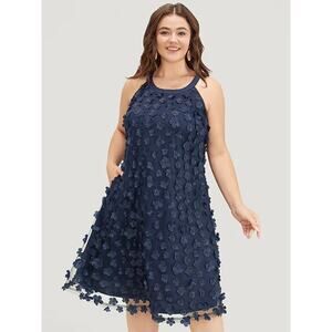 BloomChic Navy Floral Appliqué Dress 3X (22/24) NWT w/ Pockets
